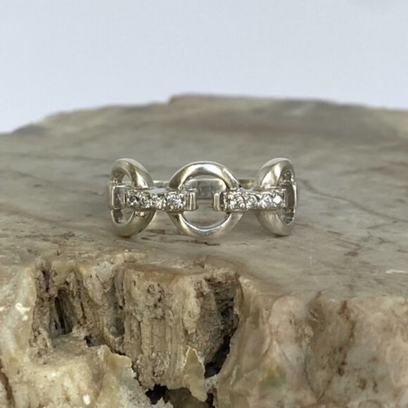 Silver Plated 8MM Cubic Zirconia Circle Bar Band Ring Size 8.75 - Picture 6 of 16